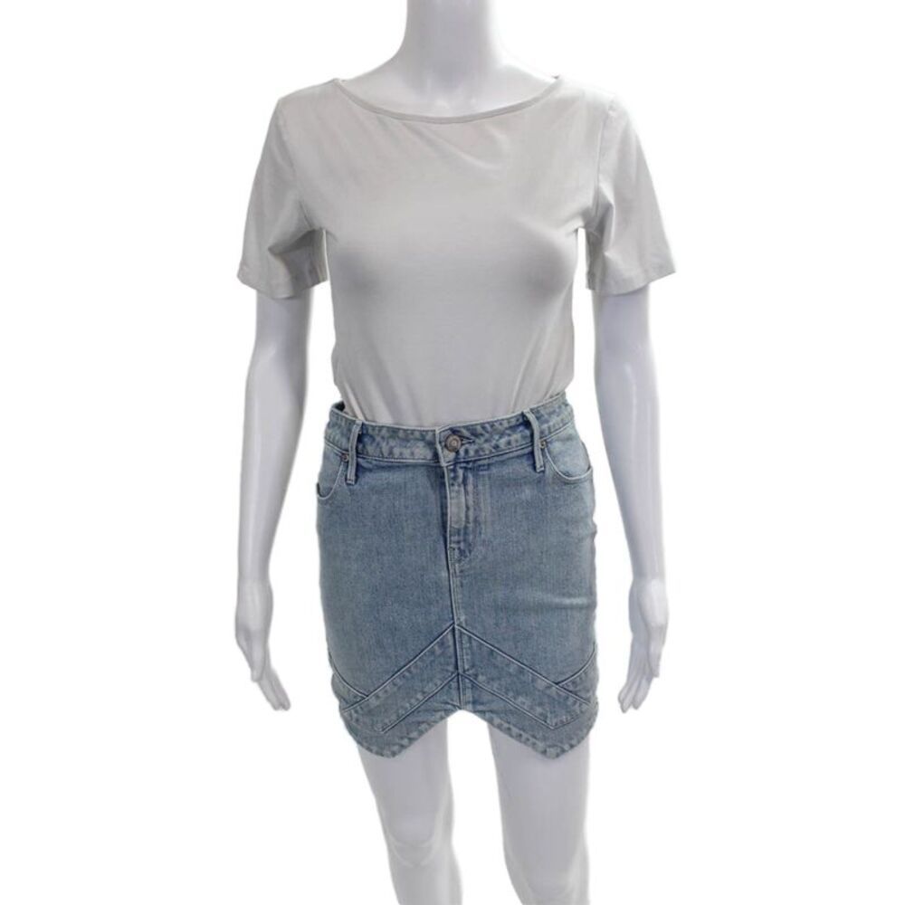 R+A Womens Mini Cotton Skirt Blue Button Size 27